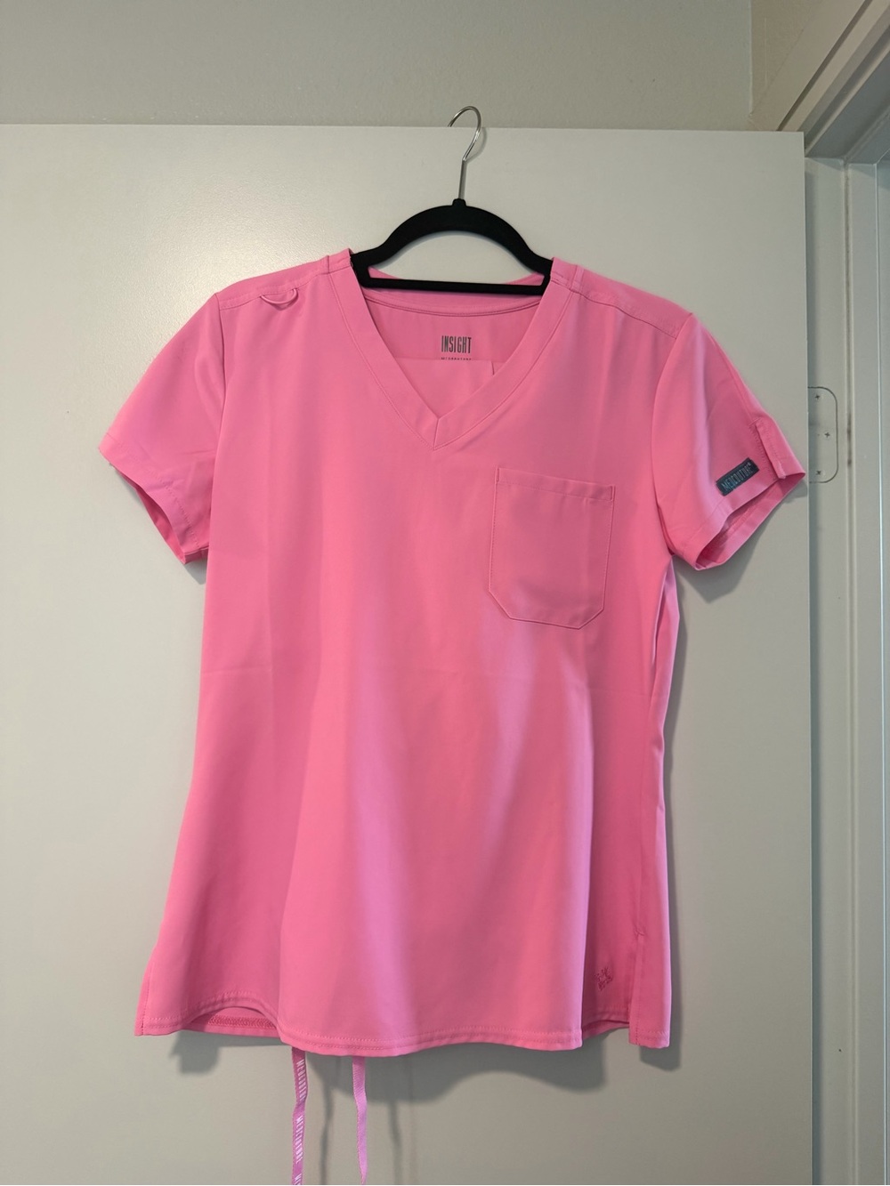 Med Couture Insight Women's 1-Pocket Tuck In V-Neck Scrub Top - Pink